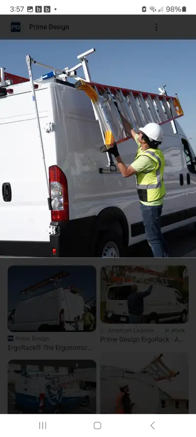 Fits Gmc and ford cargo vans. Ergo Ladder Rack, aluminum, rgoRack’s design minimizes muscle stress a...