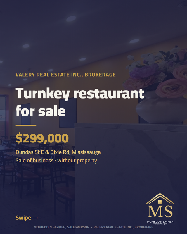 Turnkey Restaurant for Sale – Dundas & Dixie, Mississauga