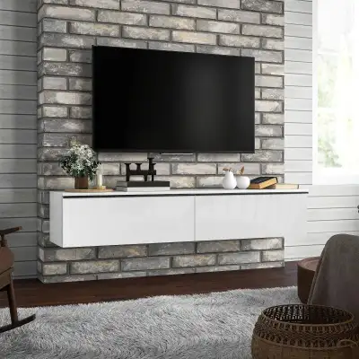 High gloss Mounted TV Stand, Floating TV Cabinet   70" TVs, View more