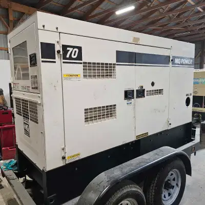 59 KW 70 KVA MOBILE DIESEL GENERATOR, JOHN DEERE 4 CYLINDER DIESEL ENGINE, 3 Phase Output, 240 V / 4...