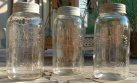 Crown Set of 3 Half Gallon Mason Jars with Glass Insert and Lids