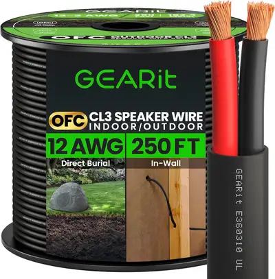 GearIT 12/2 Speaker Wire (250 Feet) 12AWG Gauge - Outdoor Direct, View more