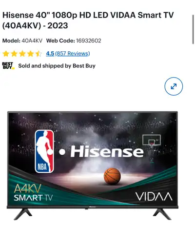 Hisense 40" UHD Flatscreen TV, View more