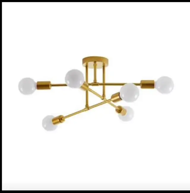 Braylon 6-Light 22.83 in. Dia Gold Flush Mount Ceiling Fixture in Indoor Lighting & Fans in Mississauga / Peel Region - Image 2