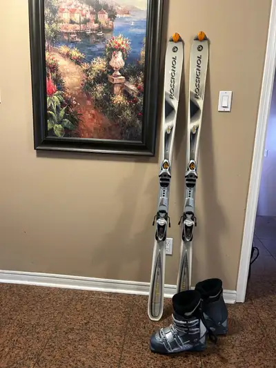170 Rossignol ski with boots( poles ), View more