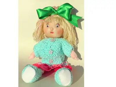 It is AVAILABLE NEW Hand Sewn Decorative Interior Cloth Rug Doll 15” tall One of a kind, unique doll...