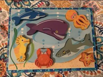  Melissa & Doug wooden chunky sea animals puzzle , View more