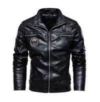 Men's Leather Jacket Winter Fleece Biker Coats