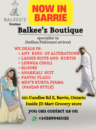 Professional indian tailor now in barrie We are specialized in women and men’s wear. Anything relate...