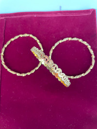 Ladies Solid Gold 21K Bangle Bracelets