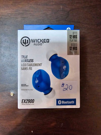 Brand new Wicked Audio blue ex2900 wireless Bluetooth earbuds