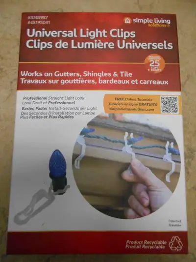 New in box. Use anywhere, railing, gutter, eaves trough, house, garage, shed, cottage, pergola, gaze...