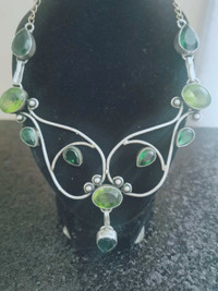 925 Silver with Green Diposite Gemstone