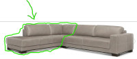 Andreas Left Scandinavian Luxury Sectional LEFT SIDE ONLY