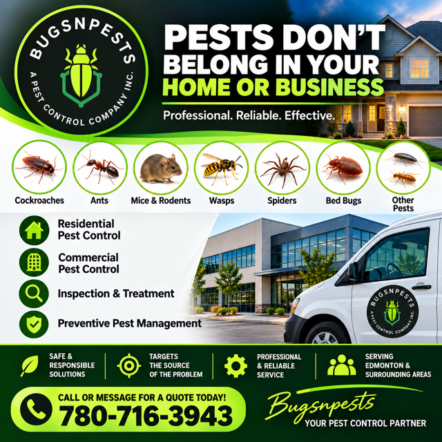 Edmonton Pest Contol, Cockroaches, Bed Bugs, Mice, Ants & More
