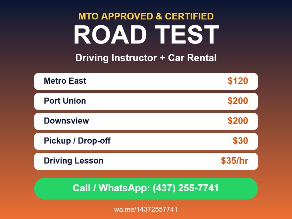 MTO Approved Driving Instructor - Road Test Car Toronto | Tutors ...