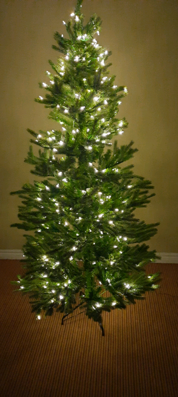 6.5 feet(198cm)Poly Norway slim spruce with 400LV soft white led lights.New branches feature feel re...