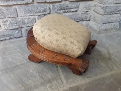 Solid walnut frame in good condition. Upholstery is newer And in good, clean condition with firm pad...