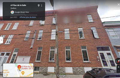 Chambre à louer 500, $/mois-65 Rue de la Salle BASSE-VILLE de Québec-chauffé-éclairé, meublé, buande...