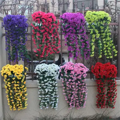 RED 2Pack Vivid Artificial Hanging Orchid Bunch, View more
