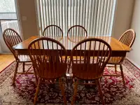 7 pieces solid oak dinning set for sale