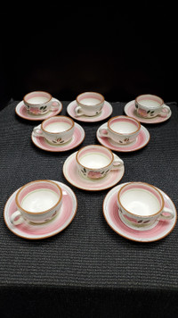 STANGL POTTERY - WILD ROSE - 8 CUPS & SAUCERS