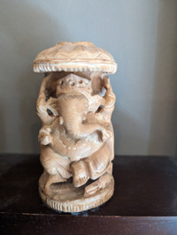 Ganesha - hand carved wooden figure 3" tall