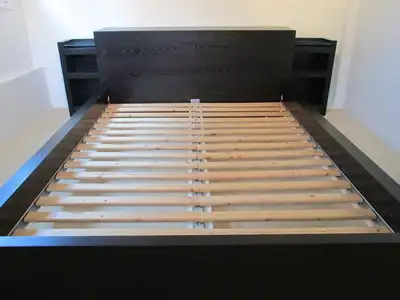 Bed and headboard are black/dark brown in colour. All items are in excellent condition. Includes the...