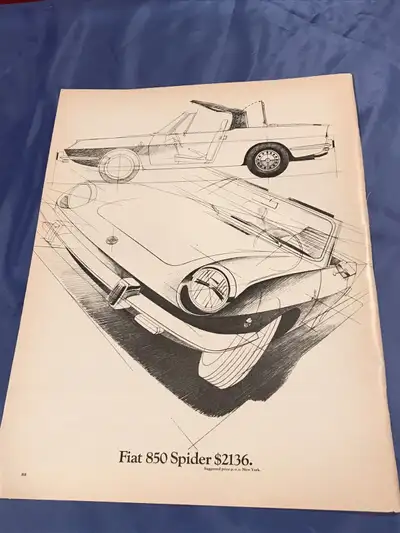 1969 Fiat 850 Spider Original Magazine Ad Size: 10" X 13-1/2"