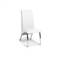 White Synthetic Leather Chair with Chrome Legs