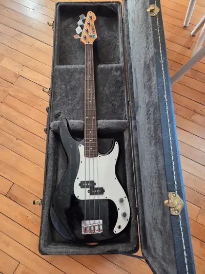 Bass guitar, hard case and amp, View more
