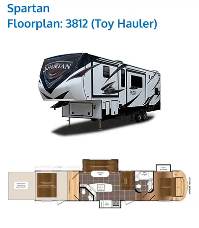 Spartan 3812 toy hauler 12ft garage 1.5 bathrooms 5500 watt build in generator Fuel station Great un...