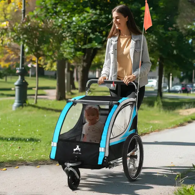 Double seat stroller kids 3-in-1 Bike Trailer   in Strollers, Carriers & Car Seats in Markham / York Region - Image 10