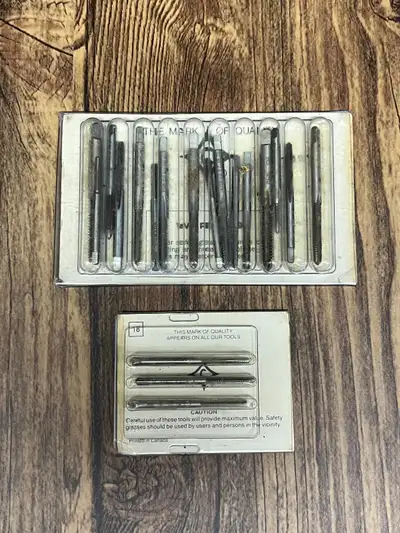For sale are two Cleveland Sets of Small Taps. Great Shape. I have a lot more tools for machinists....