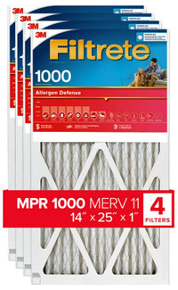 3M Furnace Air Filter 14x25x1  MPR 1000, Micro Allergen