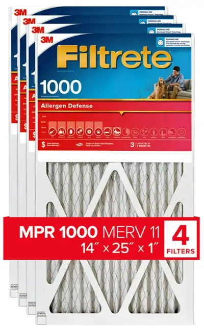 3M Furnace Air Filter 14x25x1  MPR 1000, Micro Allergen, View more
