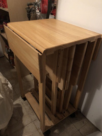 Wood tray table set. 