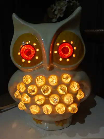 Vintage Jeweled Owl Night Light lamp, View more