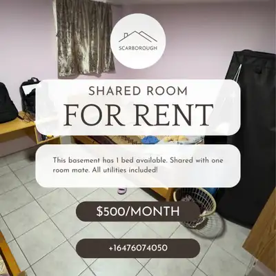 Shared Basement Room For Rent - Scarborough