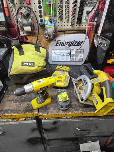 Ryobi 2 piece drill and circular saw set, View more