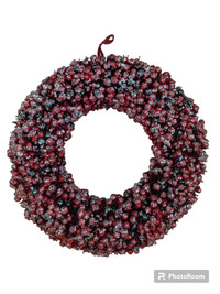 USED Christmas wreath made of styrofoam red berriesApprox 18.5"
