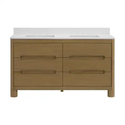 BRAND NEW 60”W Double Bathroom Vanity with Quartz Top, View more