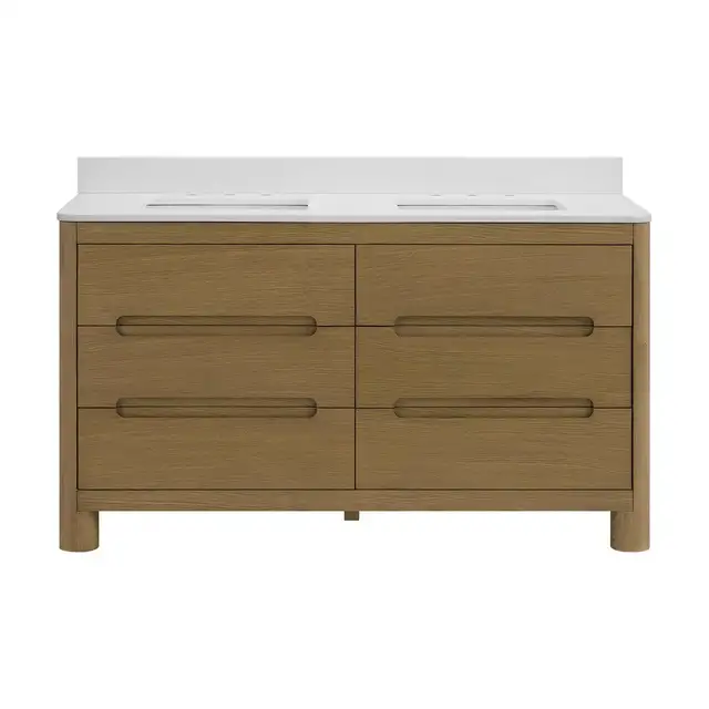 BRAND NEW 60”W Double Bathroom Vanity with Quartz Top in Cabinets & Countertops in Oakville / Halton Region - Image 2