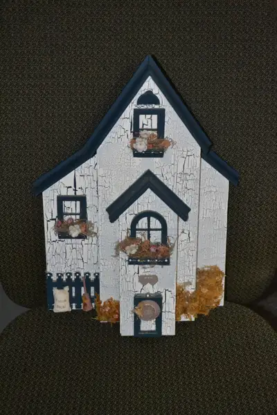 Art, naive nativist house wall hanging., View more