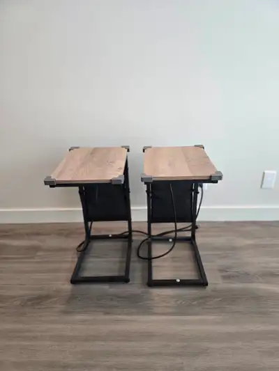Set of 2 C-Shaped Side Tables with Built-in Power Outlets, View more