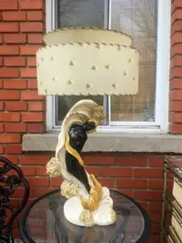 Beautiful mid century 1950s Chalkware Lamp with Original Shade