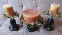 Decorative Wooden Candle Holders with Decorative Candles