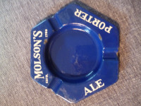 5 vintage ashtrays - Molson beer Krispak PeanutsChips SV Johnson