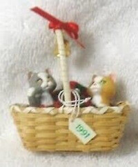 Kittens in a Basket Christmas Ornament