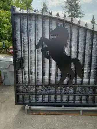 14FT Iron Gate - Elegant Horse Artwork for Driveway!, View more